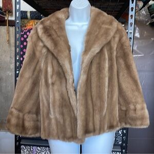 Women's Tan Faux Fur Coat / Shawl